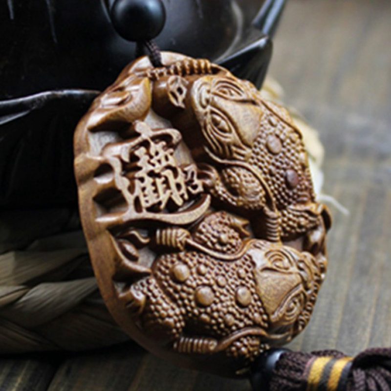 Gammel kinesisk mytologi sort drage ornamenter træudskæring statue skulptur amulet bil vedhæng  sw015b#30: Wd019