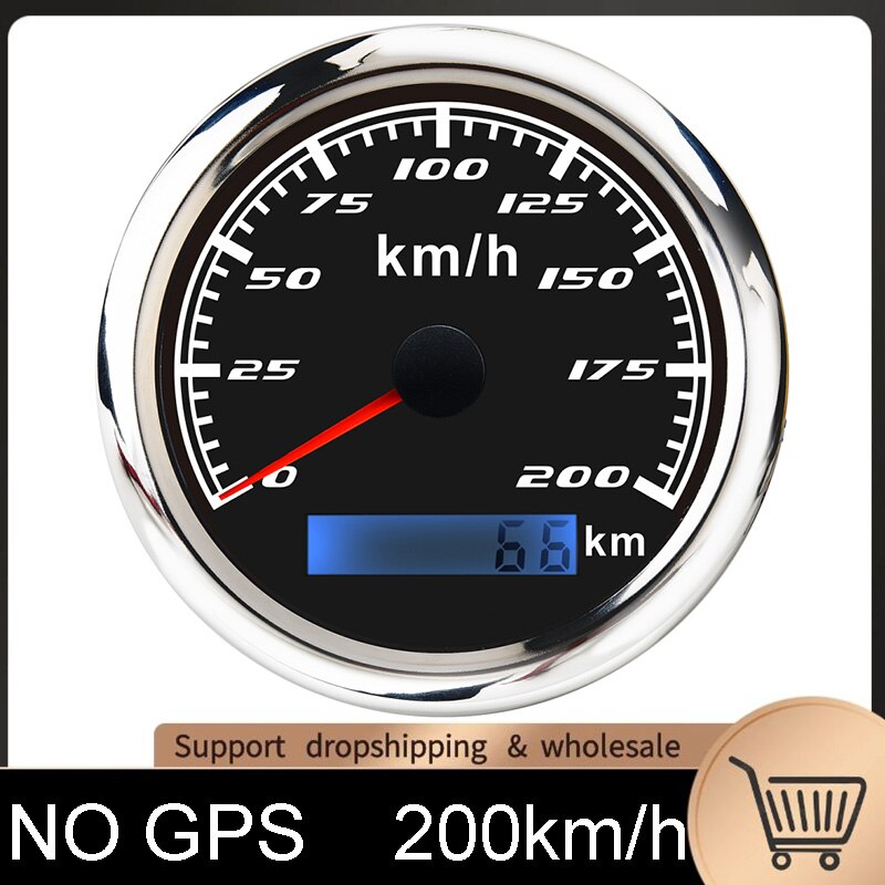 Boot Snelheidsmeter Gauge 30 Km/h 60 Km/h 120 Km/h 200 Km/h Kilometerteller Gauge Zonder Gps Antenne Met Rode Backlight: NO GPS 200kmh BS
