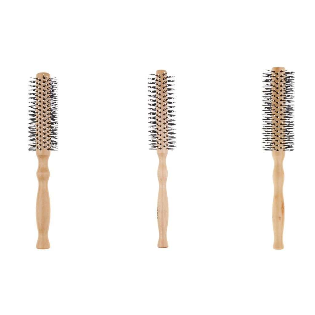 Wooden Bristle Brush Round Hair Comb Wavy Curly Styling Care Curling Brush