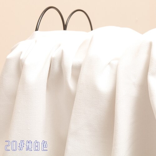 Camisas de verano de lino y algodón liso, 148cm de ancho, color liso, para ropa, por yarda: Blanco