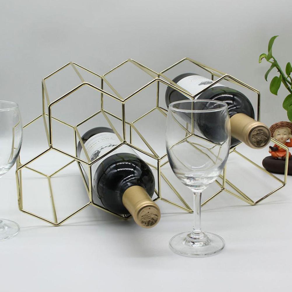 Honeycomb Wine Rack Modern Style Metal Wine Wine Ornaments Storage Rack Cooler Iron Wrought