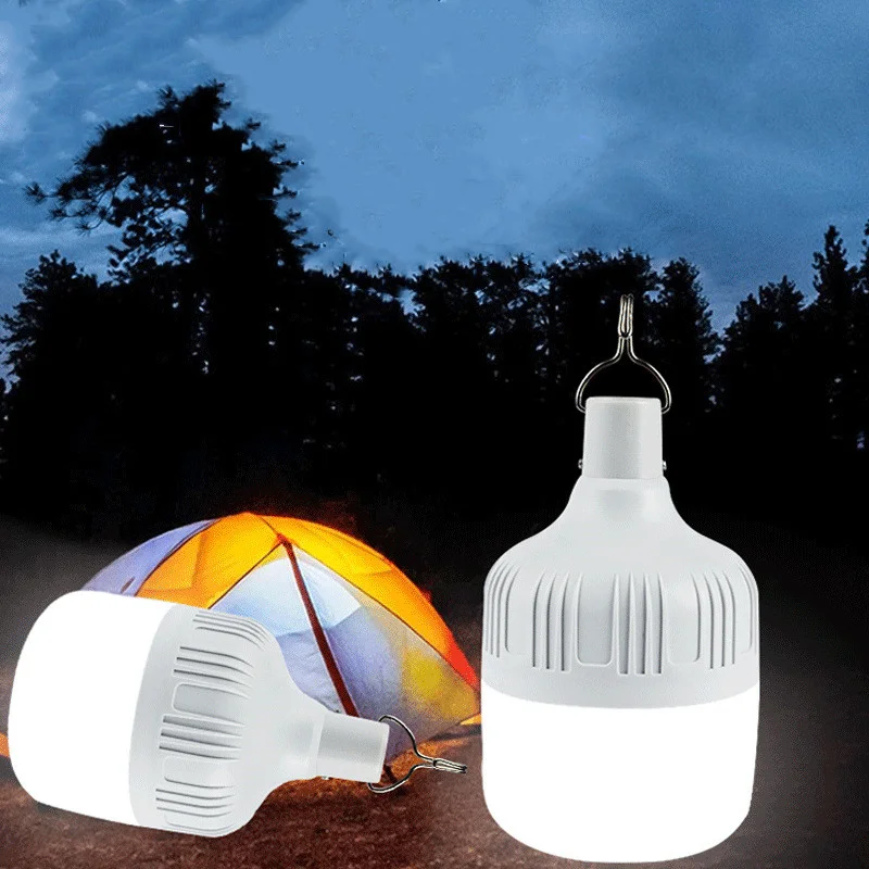 USB wiederaufladbare LED Notbeleuchtung Haus draussen tragbare Laternen Notfalllampe Glühbirne Batterie Laterne BBQ Camping Licht