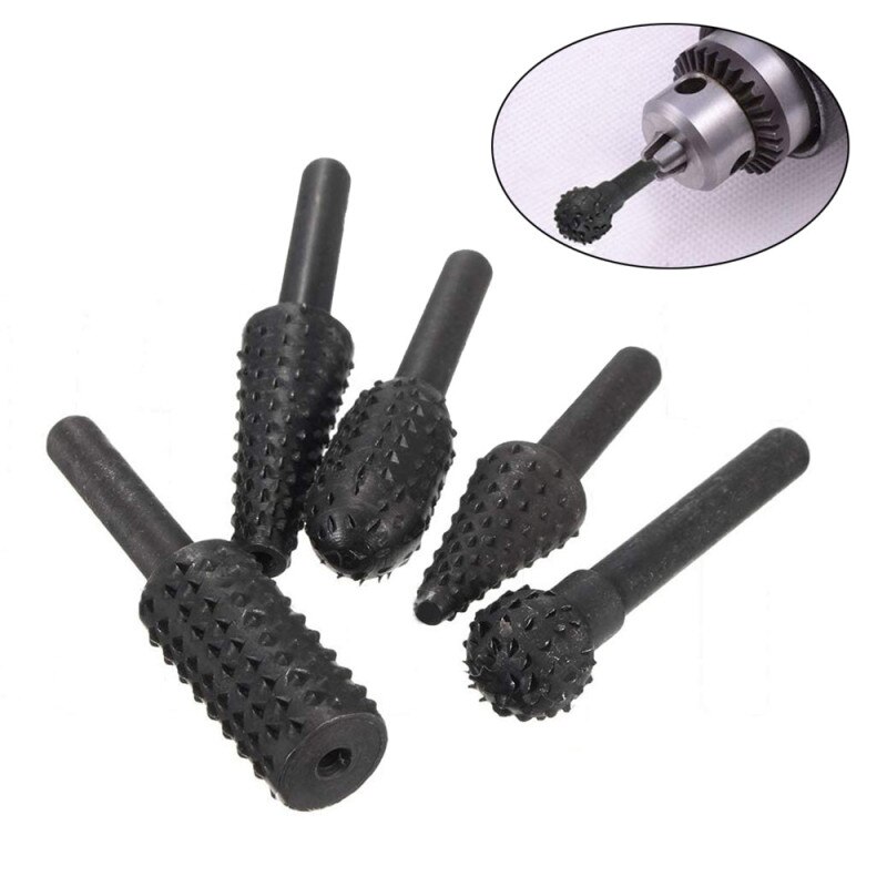 5 stuks stalen boorbits roterende vijlen /10 schacht roterende 1/4 frezen houtboren slijpen houtbewerking handgereedschap houtsnijgereedschap