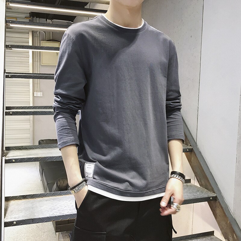 T-shirt manches longues col rond pour homme, Streetwear, décontracté et surdimensionné, en coton, à la , 3XL
