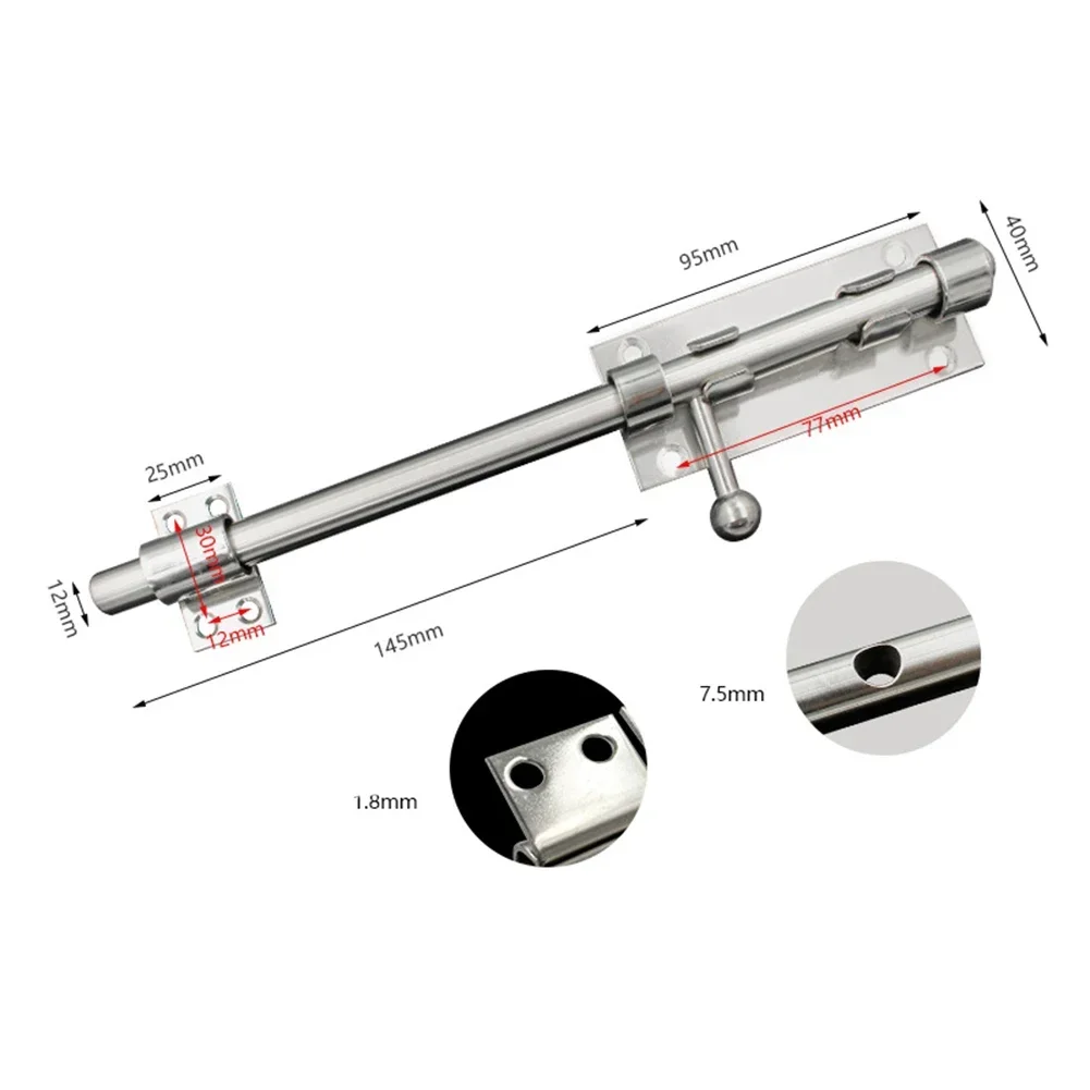 Door Bolt Lock Latch Stainless Steel Lock Latch For Home Hardware Gate Safety Door Bolt Window Catch Sliding Door Lock Silver