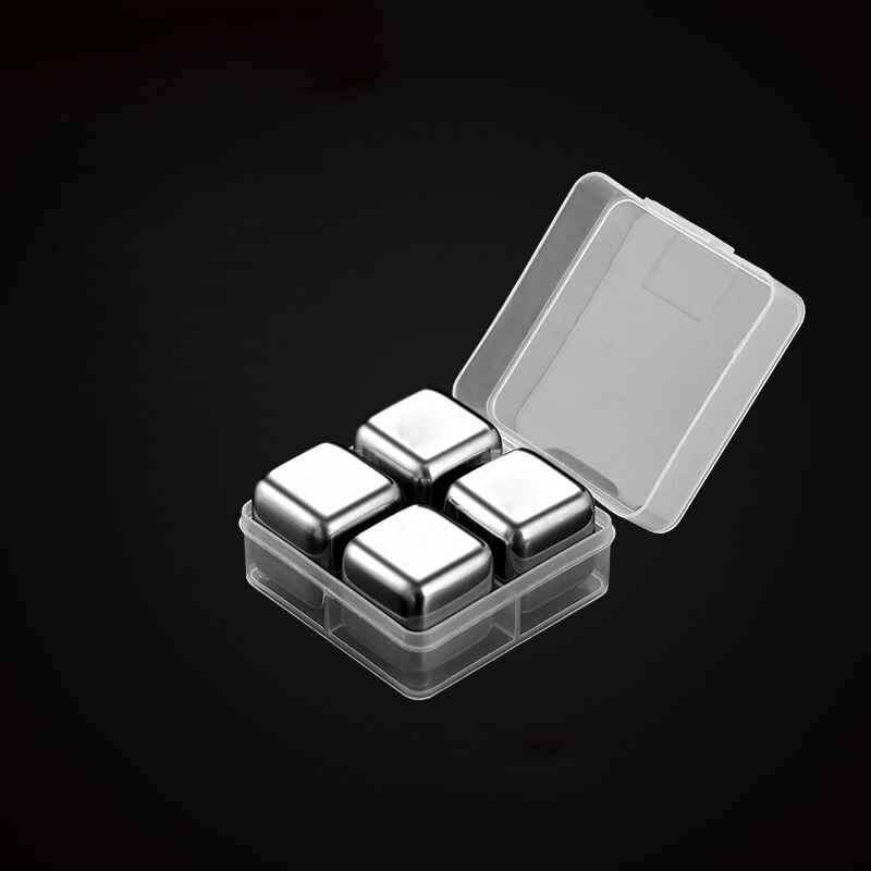 Whiskey Stainless Steel Ice Cubes Wine Cooler Reusable Ice Cubes 2 4 6 8 Pecs Whiskey Wine Metal Ice Cubes Stainless Steel: 4 Pecs in box