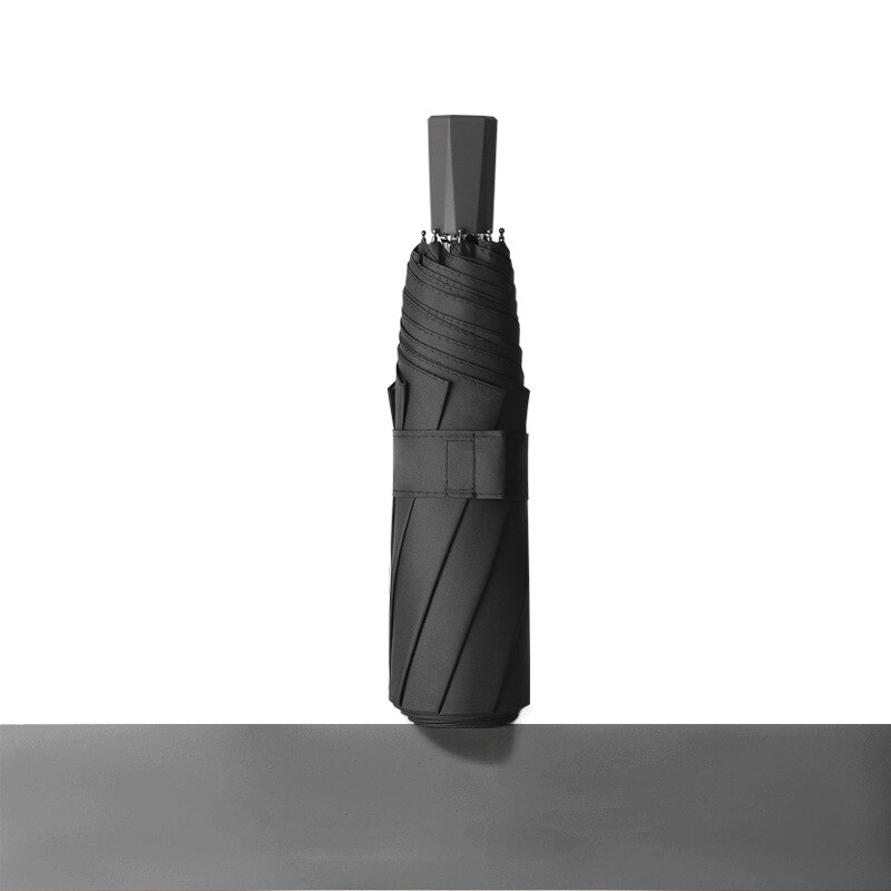 Paraguas de lluvia portátil para hombre y mujer, sombrilla de Anti UV, a prueba de viento, plegable, 8 varillas: Umbrella Black