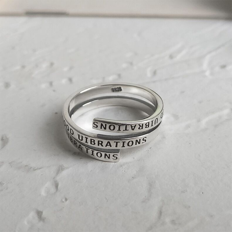Anelli regolabili a doppio ponte con lettera in argento sterling 925 per le donne Accessori per gioielli da sposa Gioielli all'ingrosso Envío Gratis