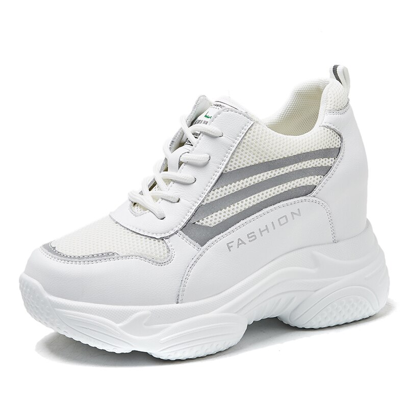 Women Sneakers Platform Thick Sole Ladies Casual Shoes Lace-up Sneakers Walking Shoes for Spring and Summer: White / 6.5