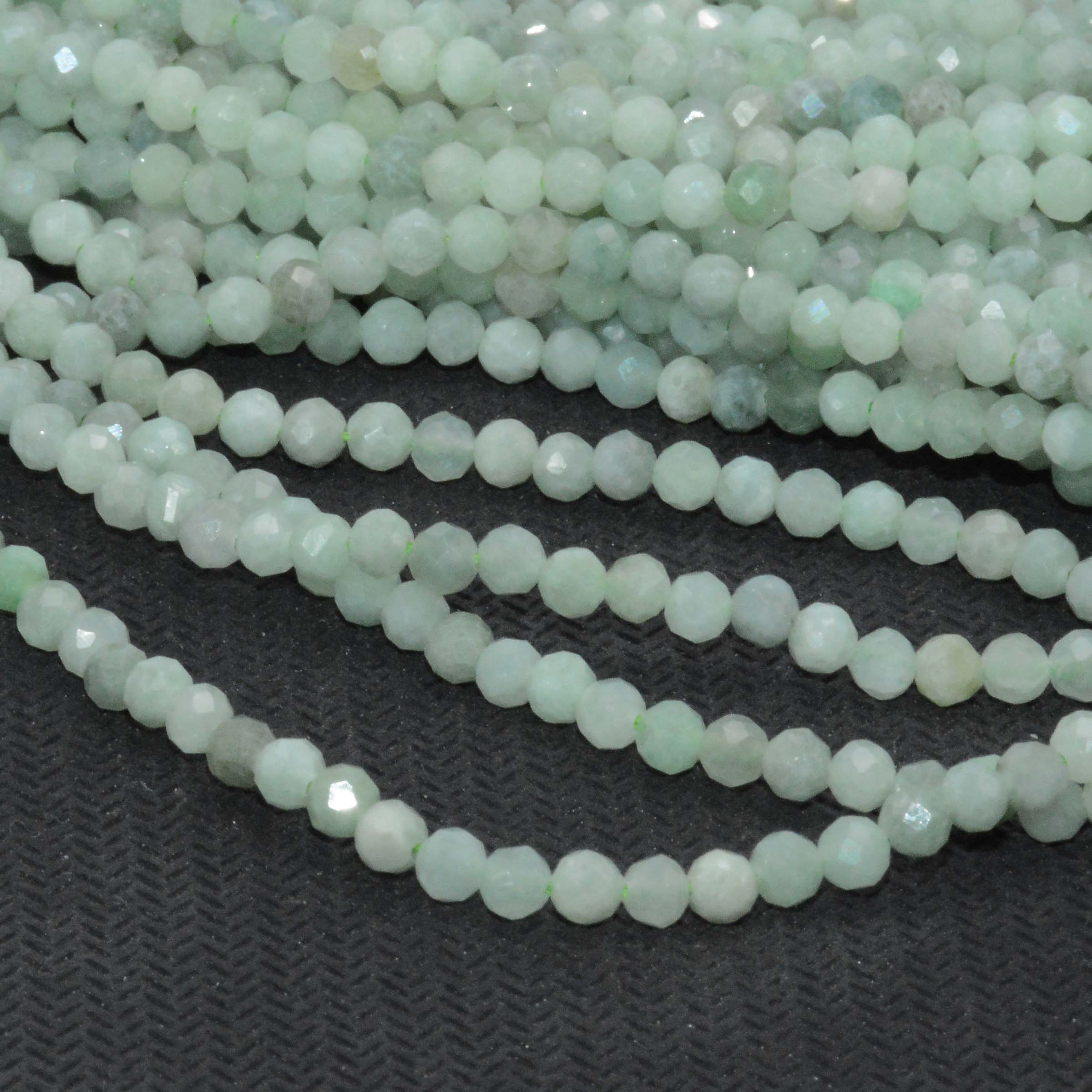 Natural Burma Jade Faceted Round Beads 3mm