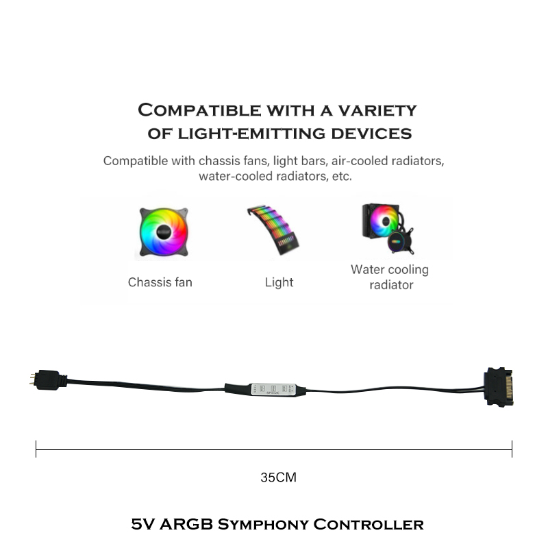 SATA Power Supply 5V 3Pin AURA RGB ARGB Controller Manual LED Strip For Computer Lighting Device 35CM