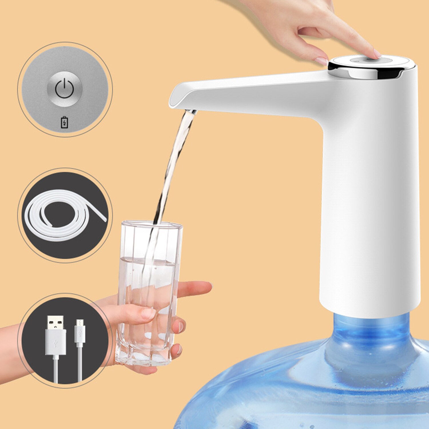 Elektrische Water Fles Dispenser Pomp Automatische Elektrische Drinkwater Jug Pomp Usb Opladen Water Doseren Pomp Voor Thuis