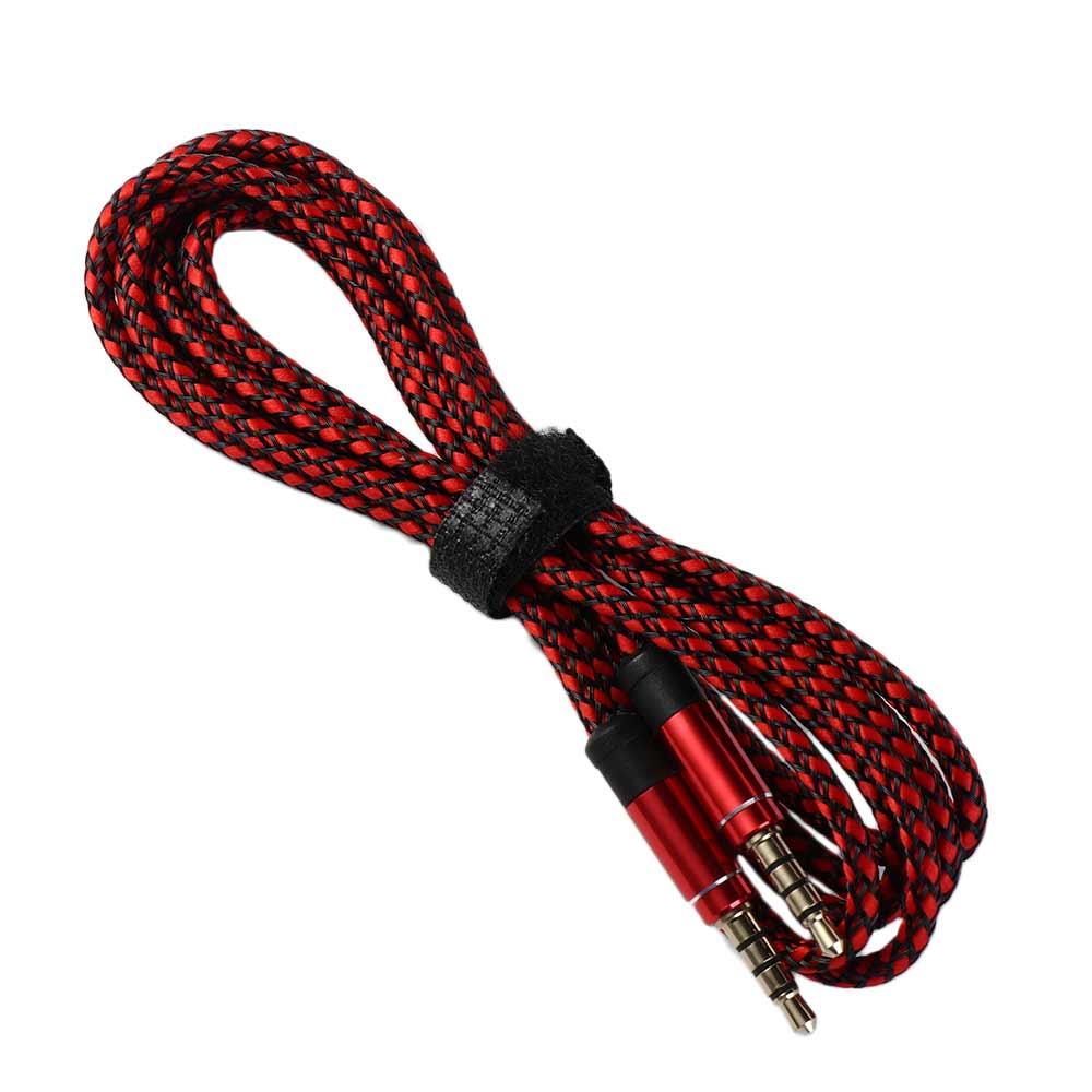 Cable de altavoz trenzado de nailon auxiliar, Cable adaptador de Audio tejido de nailon estéreo, Cable de extensión para auriculares, Cable de Audio de 3,5mm, Cable auxiliar para coche: Negro