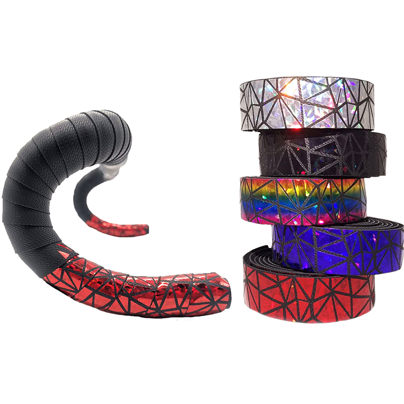 Racefiets Stuurlint Kurk Eva Pu Fiets Regenboog Bar Tape Professionele Fietsen Demping Anti-Vibratie Wrap Met 2 bar Plug