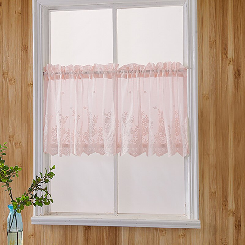 Kitchen Short Tulle Curtains Lace Coffee Cabinet Tulle Curtain Rod Pocket Bedroom Home Decor Short Curtain Solid Color