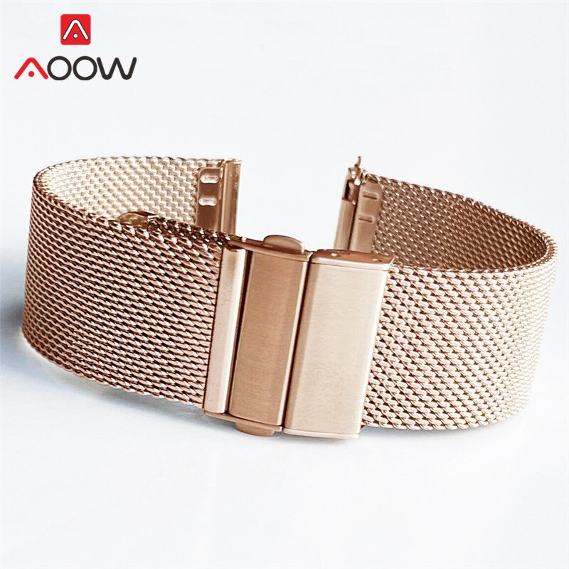 Mesh Milanese Loop 16/18/20/22mm Stainless Steel Strap Folding Buckle Watchband Men Women Metal Replace Band Watch Accessories: Red Black / 20mm