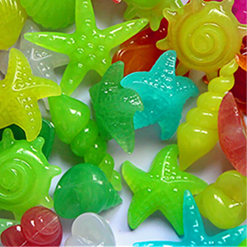 50 Pz/lotto Giardino Luminoso Raggiante Pietra Rocce di Ghiaia incandescenza in il buio per Passerelle Piante D'acquario Prato Acquario arredamento Misto