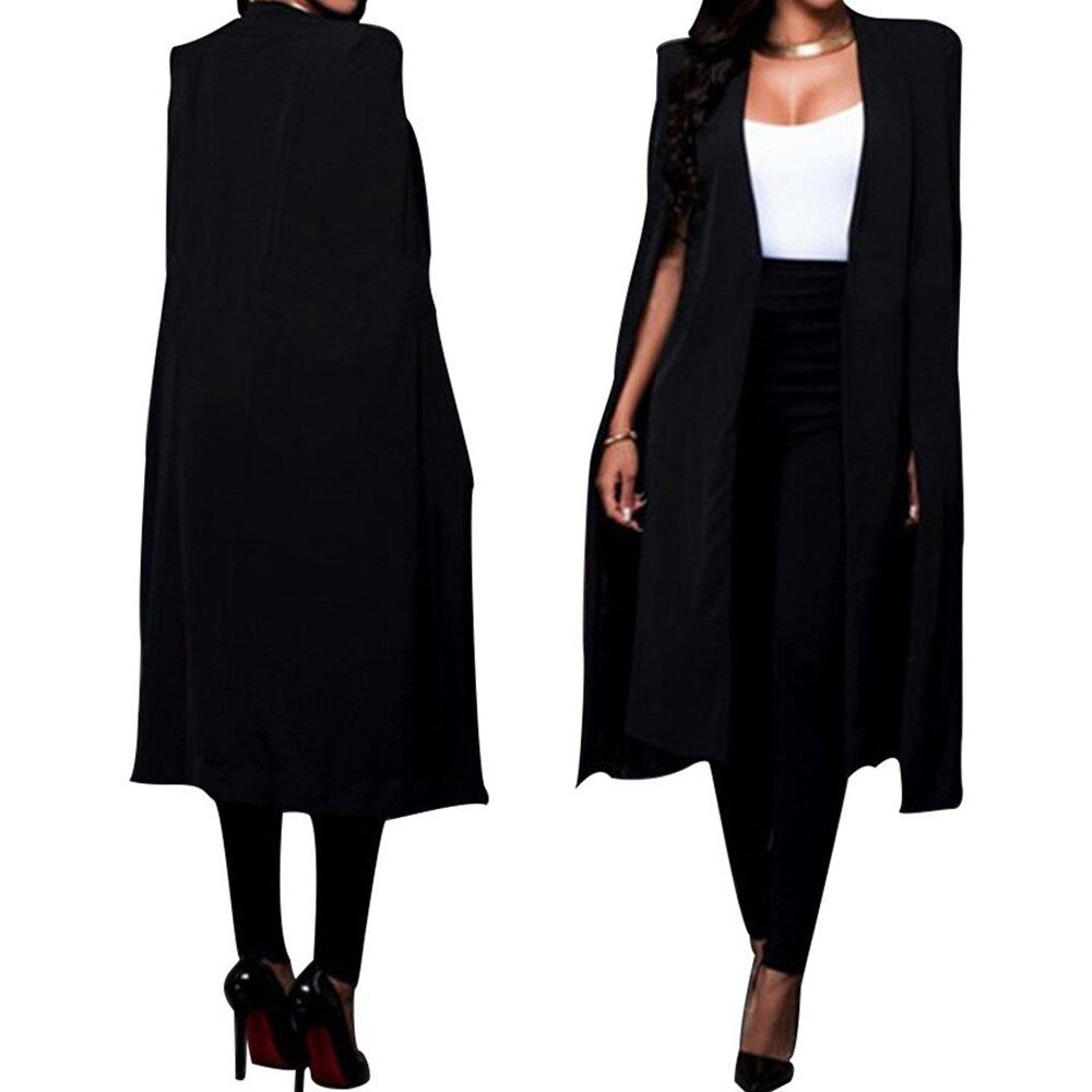 Dames Blazers et vestes solide ample longue Cape Blazer manteau Cape Cardigan veste Trench vêtements d'extérieur blazer longo feminino #13.99