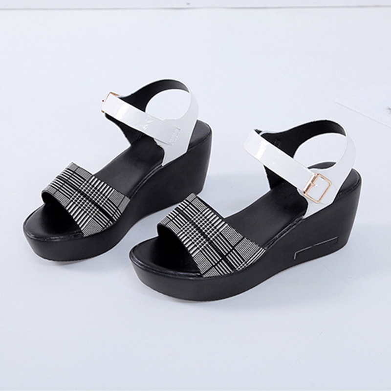 Ho Heave plate-forme chaussures vichy talons hauts chaussures d'été femme respirant sandales femmes compensées antidérapant plate-forme chaussures: style2 / 40