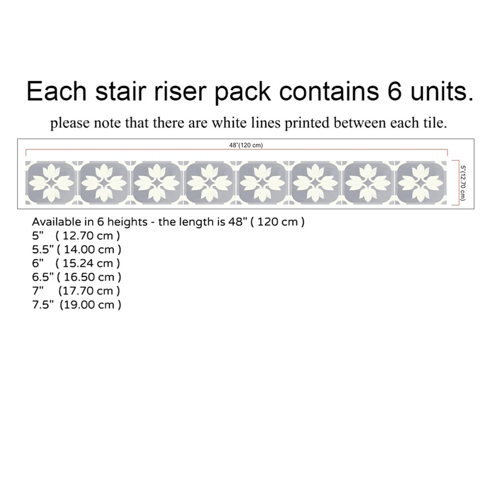 19x120cmx6pcs Trap Sticker Waterdichte Zelfklevende Pvc Trap Sticker Voor Badkamer Keuken Stairway Decor: 2021TS001-1 / 17.7x120cmx6pcs