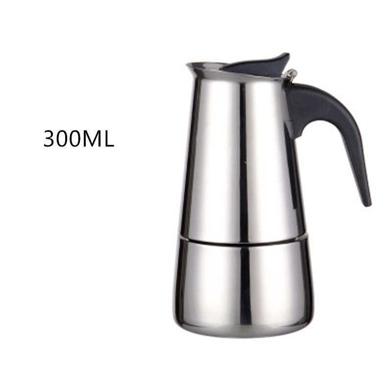 Stainless Steel Italian Moka Pot Coffee Pot European Concentrated French Coffee Pot Drink Tool Cafetiere Latte Stovetop: A-300ML
