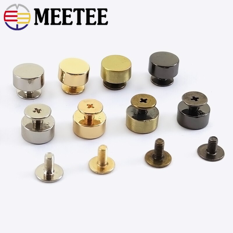 20pcs Meetee Rivets Nails for Bag Hardware Handbag Decorative Studs Button Nail Metal Buckles Clasp Snap Hook DIY Leather Craft