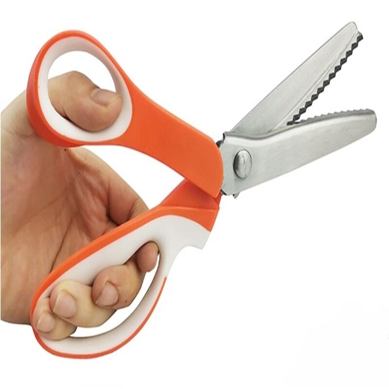 Tijeras para sastre de cuero en Zigzag, en forma de abanico, tejido de costura , Sastre, tijeras para tela, accesorios de costura: Naranja
