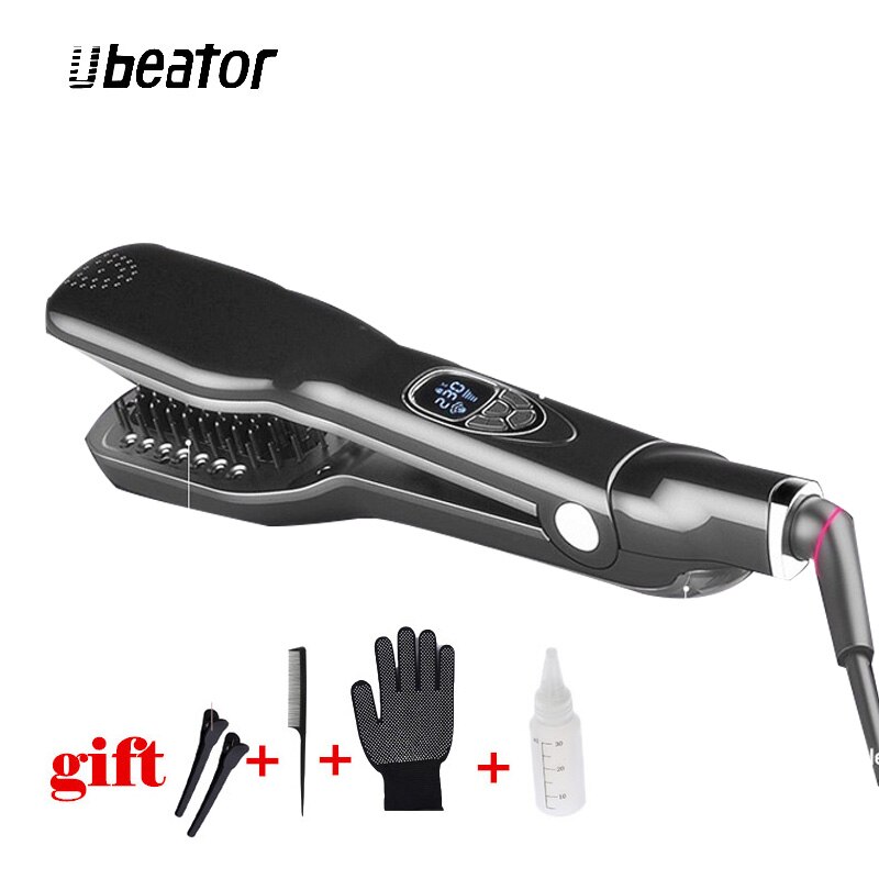 Steampod – peigne électrique à revêtement céramique LCD, fer plat , brosse à lisser les cheveux: Black / L'UA