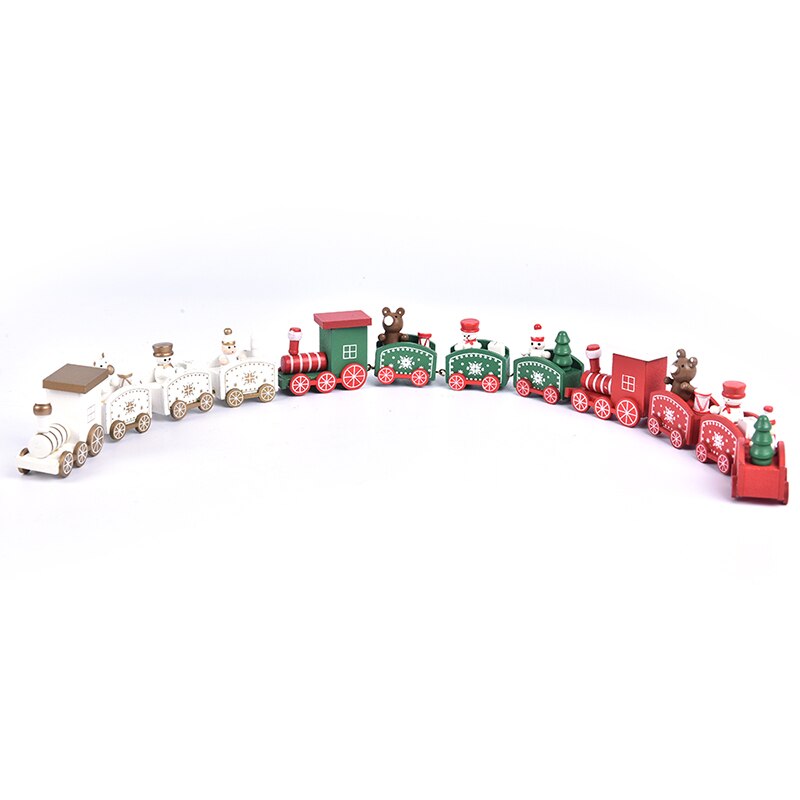 Miniatuur 4 Knopen Kerst Trein Geschilderd Houten Kerst Decoratie Voor Thuis Kinderen Speelgoed Ornament Navidad Nieuwjaar