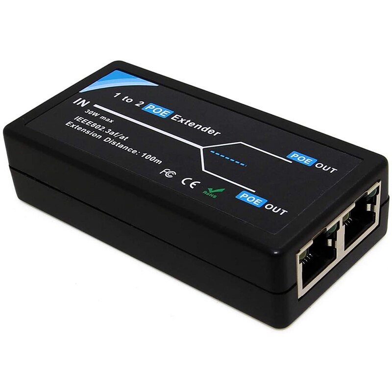 2 Port POE Extender 10/100Mbps mit IEEE 802,3 Standard Af Eingang/Ausgang für IP Kamera Verlängern 100 meter für POE Palette: Default Title