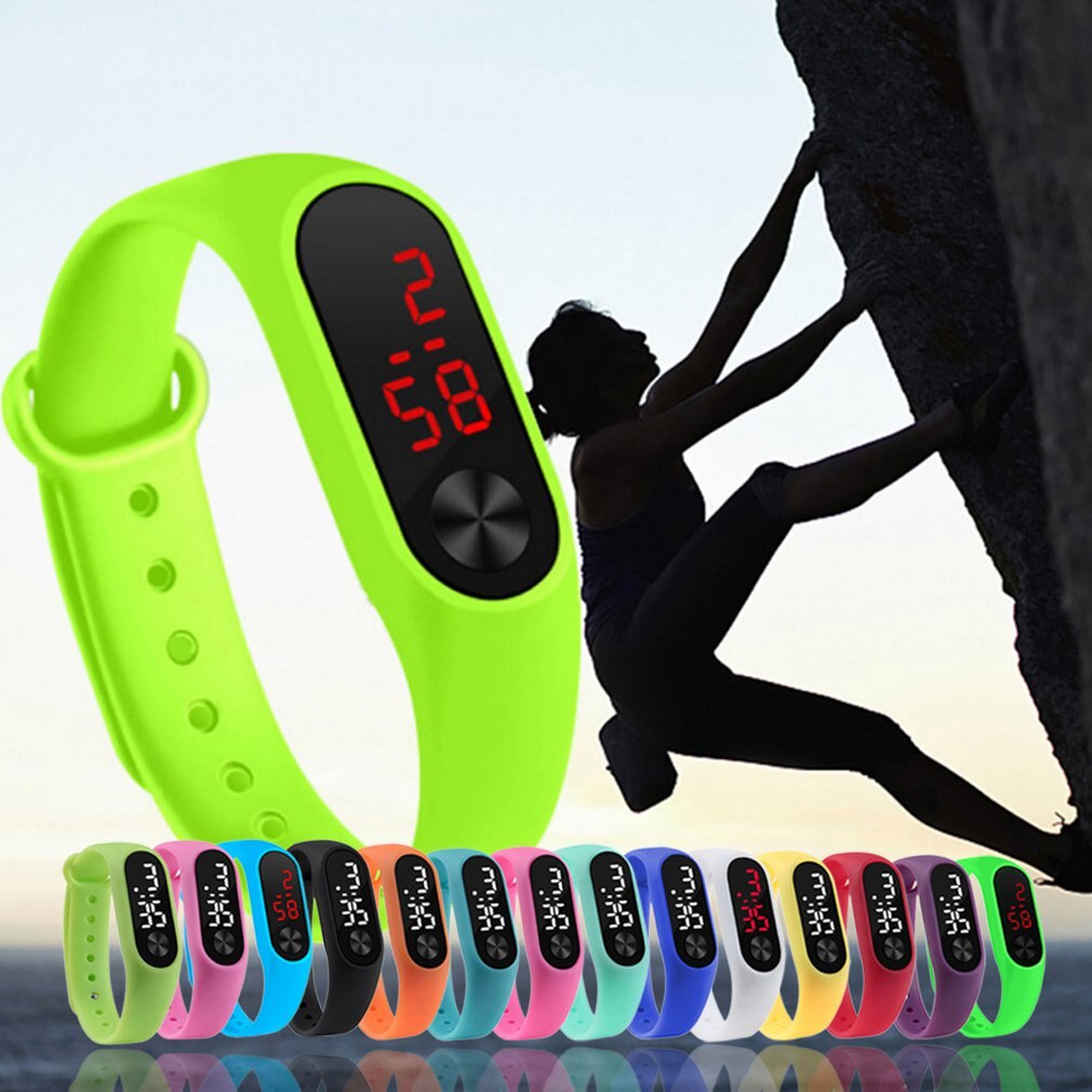 Heren dames eenvoudige sport armband horloges witte led elektronische digitale snoepkleur siliconen polshorloge voor kinderen