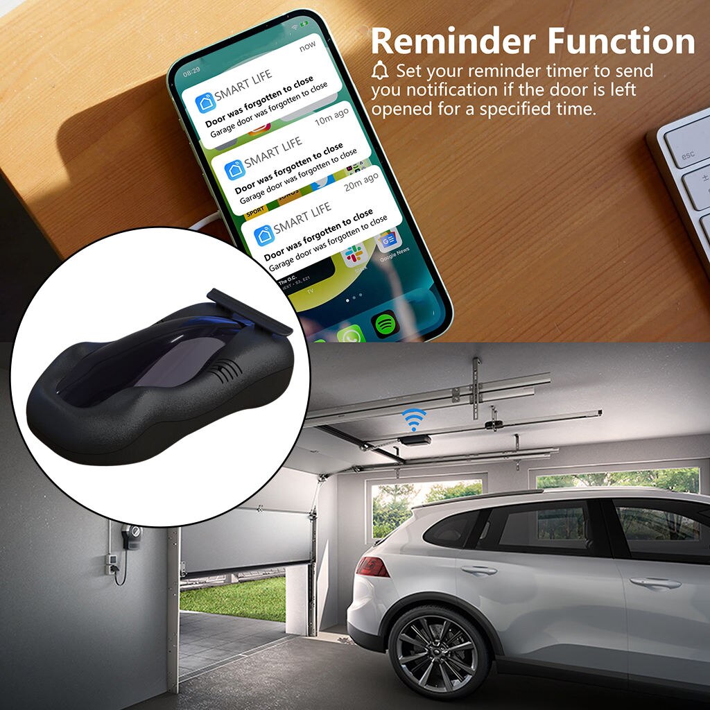 Wireless Wi-Fi Smart Car Garage Door Opener Controller Smart Life APP Control Compatible with Google Home Support
