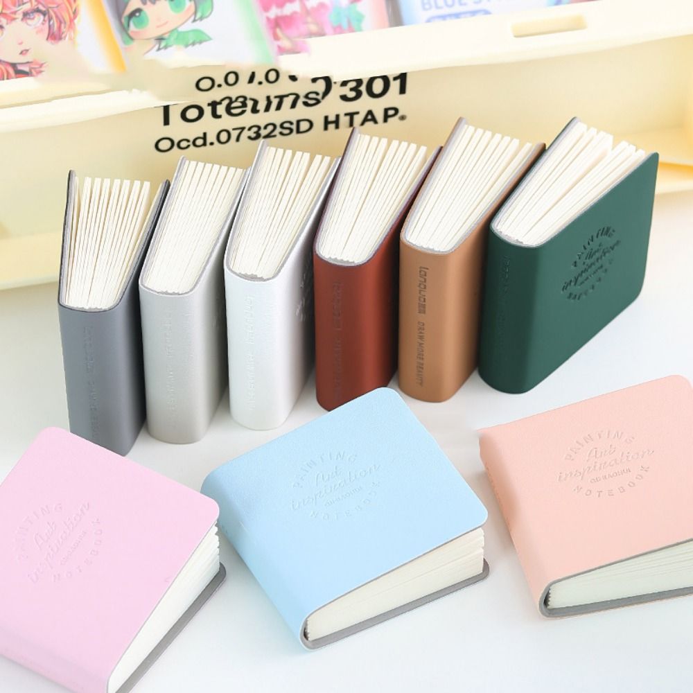 3 stuks dik tekenpapier, mini tekenboekje, compact schetsboekje met pu-leren omslag, ongelijnd blanco papier