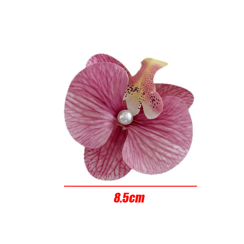 Pinzas para el cabello con flores de orquídeas para mujer, horquilla bohemia, pasador nupcial, playa, boda, flor artificial, accesorios para el cabello para vacaciones
