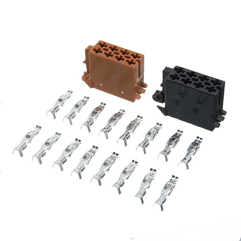 2pcs Black Brown 8 Pin Male ISO Car Stereo Radio Wiring Harness Connector Adaptor Block Loom with 18pcs Female pins