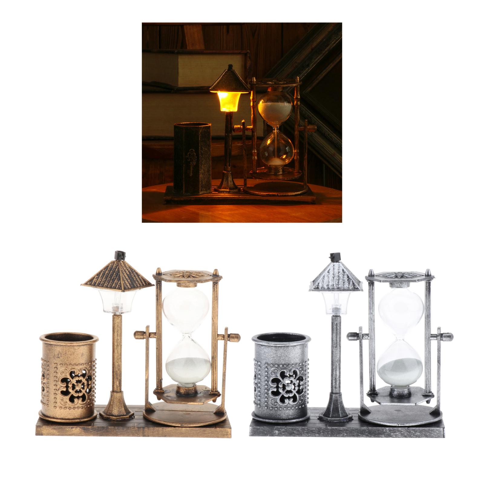 Retro Stijl Straat Licht Zandloper Ornamenten Night Lights Zand Glas Timers Thuis Desktop Decoratieve Cafe Office Display