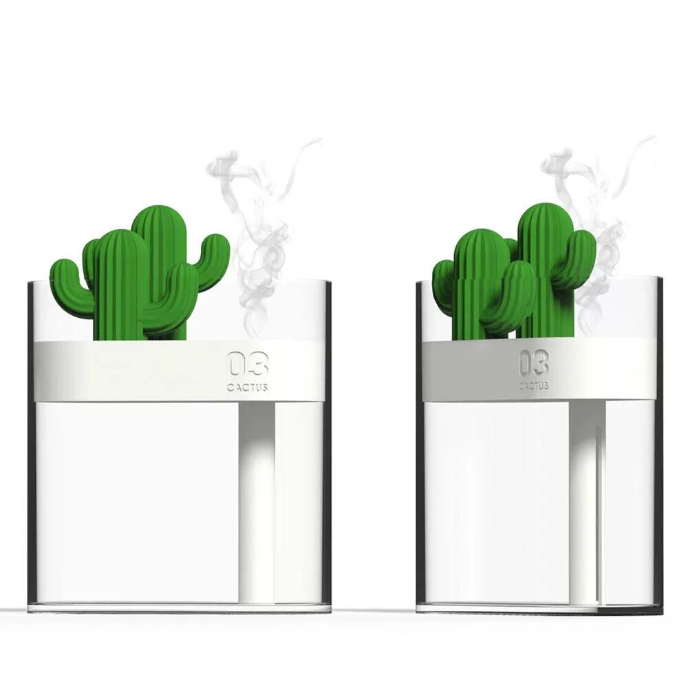 319 Clear Cactus Ultrasone Luchtbevochtiger 160Ml Kleur Licht Usb Luchtreiniger Anion Mist Maker Water Verstuiver