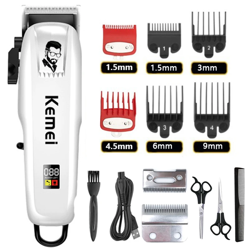Cortadora de pelo Kemei o cuchilla KM-PG809A cortadora de pelo inalámbrica para hombres máquina cortadora corte de pelo recargable: Rojo