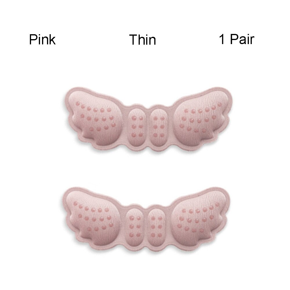 1Pair Butterfly Heel Insoles Heel Shoes Stickers For Heels Length Shoe Heel Pad Foot Care Anti Abrasion Keep Abreast Heel Pads: Pink-Thin