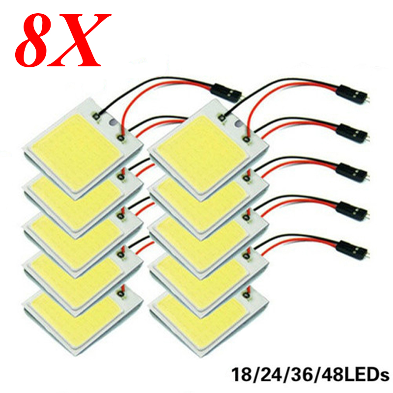 4/8 Uds accesorios de Interior de coche 18/24/48 SMD T10 4W 12V COB Panel Interior de coche luces LED bombilla de lámpara luz de techo de coche Panel de coche