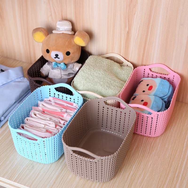 Imitation of the cane makes up receive basket plastic hollow out desktop clutter carrying basket bathroom clothes cosmetics