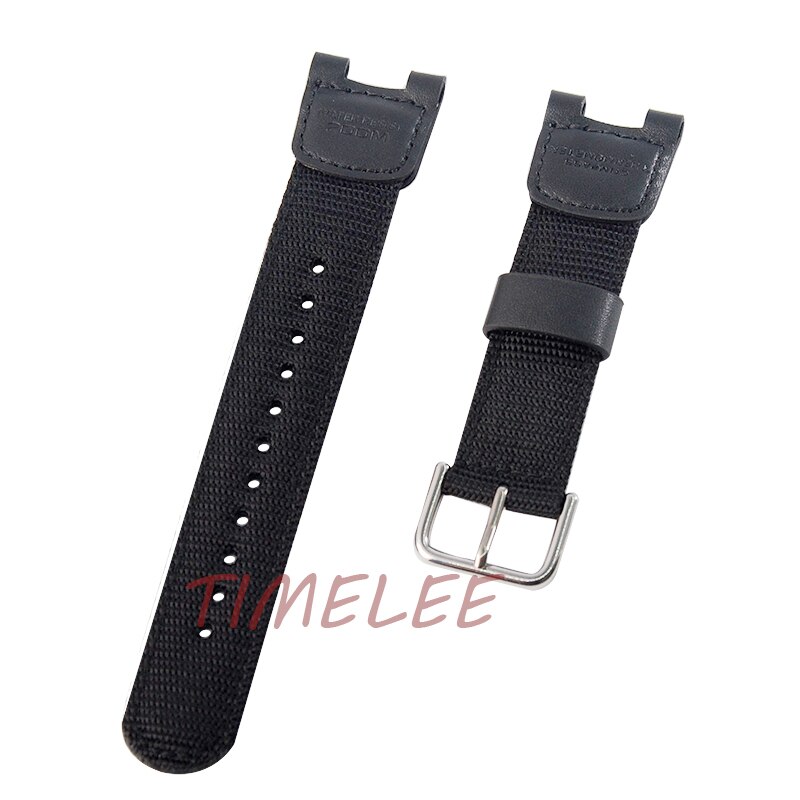 Correa de reloj de buceo deportiva negra de Nylon para mujer y hombre con correa de acero inoxidable para Casio SGW-100 reloj inteligente: Black