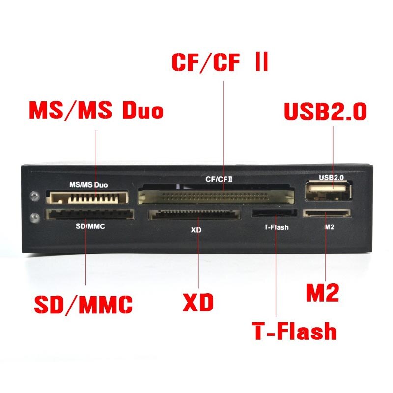 Usb 2.0 intern kortlæser alle  in 1 3.5 frontpanel t-flash sd mini micro sd tf mms ms  m2 cf xd hukommelseslæser læser usb 2 hub