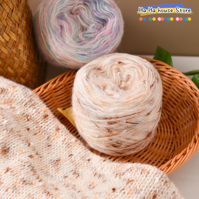 Gradient Cake Section Dyed Yarn Silk Section Dyed Mohair Yarn Hand Woven Wool Sweater Scarf DIY Hat Shawl Mohair for Crochet