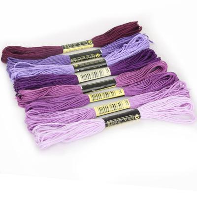 Lote de 8 unidades multicolor de hilos DMC de 7,5 m de largo, accesorios para bordado de punto de cruz, herramientas para costura de hilos de algodón Sewi X6W5: purple series