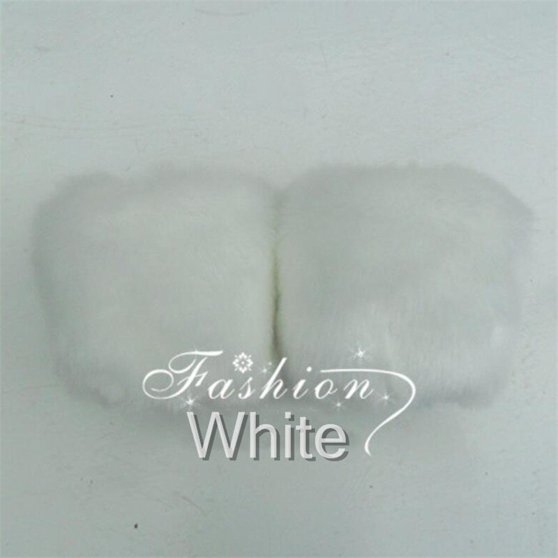 Autumn Winter Solid Thicken Faux Rabbit Fur Arm Warmers Women Cuff Wrist Warmer Men Soft Fluffy Short Sleeve W106: White