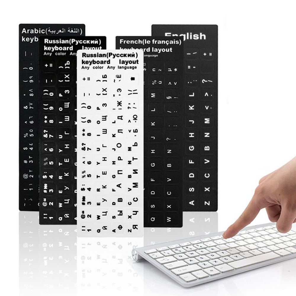 Spanish English Russian Deutsch Arabic Italian Japanese Keyboard Stickers Letter Alphabet Layout Sticker For Laptop Desktop PC