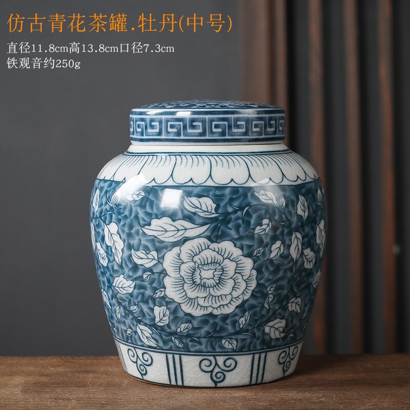 Klassieke Bloem Landschap Theebus Keramische Opslag Pot Met Deksel Grote Capaciteit Thuis Snoep Moer Koffieboon Verzegelde Opslag jar: F-medium