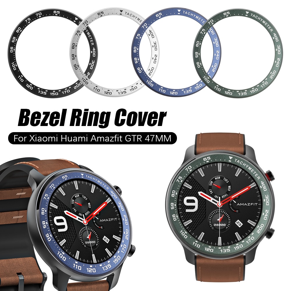 Pour Xiaomi Amazfit GTR 47MM métal bord extérieur couverture lunette anneau cadran échelle vitesse tachymètre étui pour Amazfit GTR 47 Film