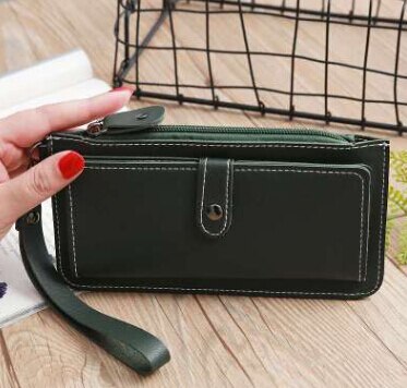 Style Women Casual Solid Clutch Long Wallet Purse Ladies Zipper Hasp Phone Card Holder: G